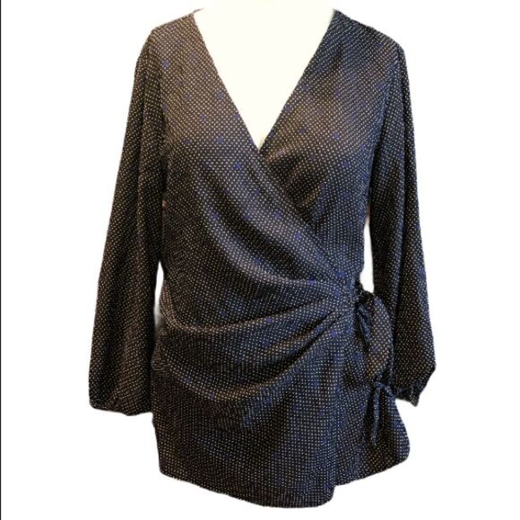 3/$15 or 5/$20 Ann Taylor wrap v-neck top gathered side tie sz 4 - Picture 1 of 5